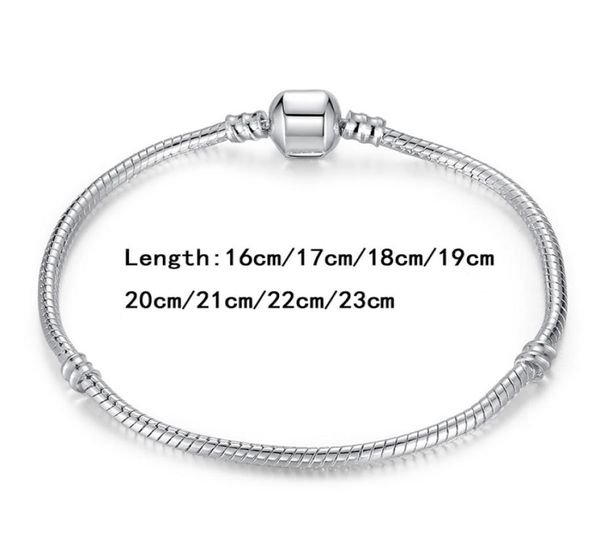 

1623cm 925 sterling silver bracelets 3mm chains fit charm european beads bangle bracelet for men women jewelry gift7115771, Black