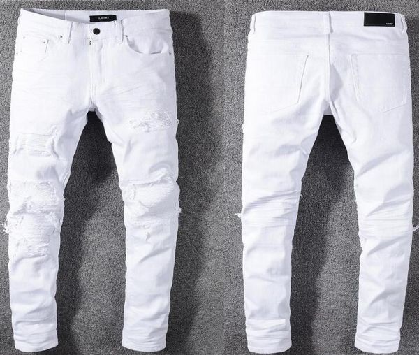 

mens fashion skinny straight slim ripped jean elastic casual motorcycle biker stretch denim trouser classic pants jeans size 28402648476, Blue