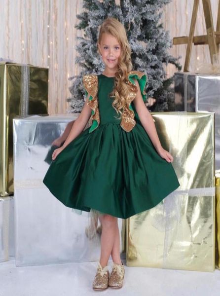 

adorable emerald green aline girl knee length flower girl dress girls birthday christmas dresses gold sequined kids formal party 3171658, White;blue