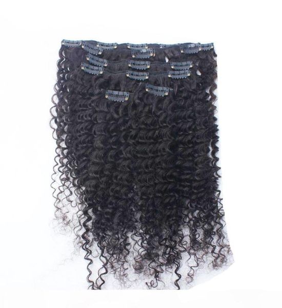 

hair extension clips for african american hair 100g natural color afro kinky clip ins 8pcs human hair clip in extensions for black7470369, Black;brown