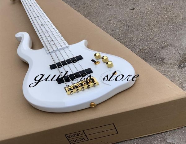 

5 strings electric guitar diamond series alpine white prince cloud inlays black dot gold hardware4413256