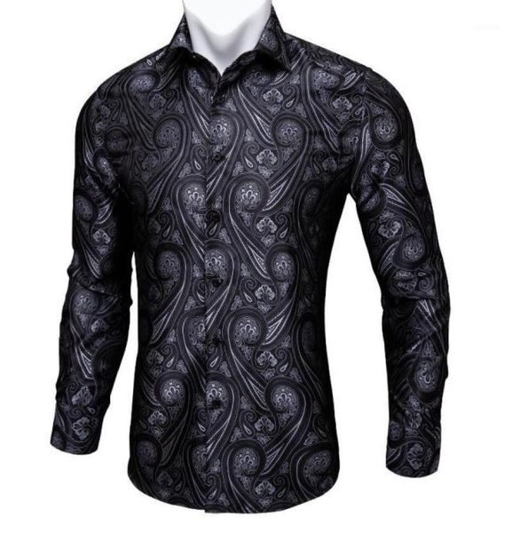 

men039s dress shirts barrywang black paisley floral silk men autumn long sleeve casual flower for designer fit shirt bcy0414812511, White;black