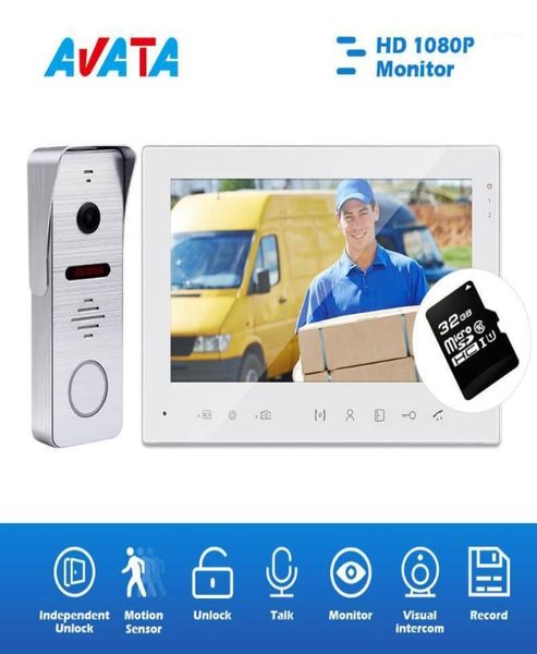 

video door phones 7quot phone intercom for home security system ir waterproof doorbell camera and independent unlock 1080p monit9264659