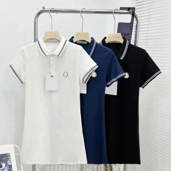 

2023 women dress polo collar plus-size dress women's new summer short sleeve mid-length solid color t-shirt polo collar skirt s-3xl v3n, Black;gray