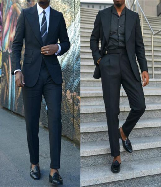 

fashion black men suits one button 2 pieces jacketpants peaked collar slim fit suits for wedding dinner party tuxedos4107357, Black;gray