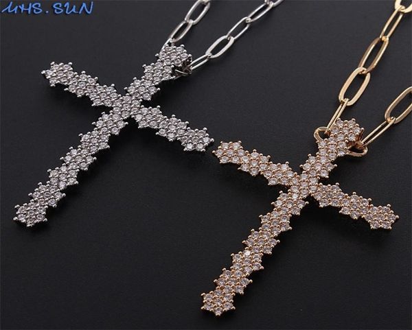 

mhssun fashion women cross pendant necklace aaa zircon stone jewelry religion necklace chain choker for men party gift 1pc 2010138522086, Silver