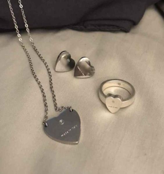 

extravagant simple heart lover ring necklace earrings gold silver rose colors stainless steel couple rings fashion wom1189945