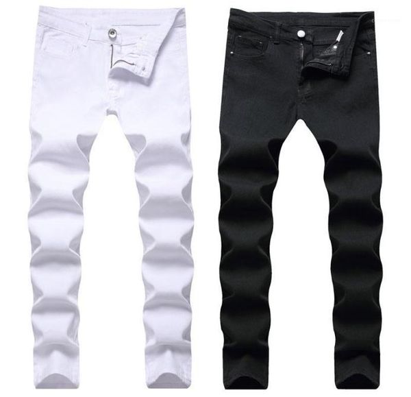 

fashion men jeans skinny jeans slim fit pant stretch pant white black denim men long11600618, Blue