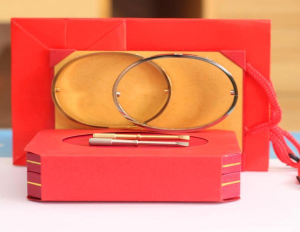 

new fashion brand titanium steel screw love bracelet love bangle women man bracelet diamond bangles with screwdriver with original9052673, Black