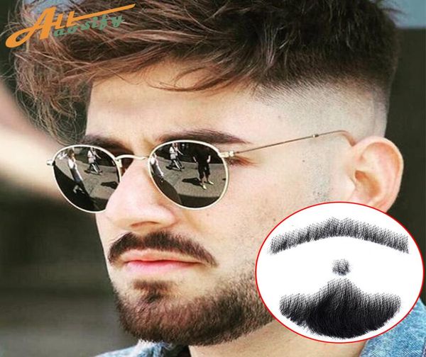 

allaosify beard props invisible mens fake beard realistic moustache full beard whiskers handtied mens mustache3908316, Black