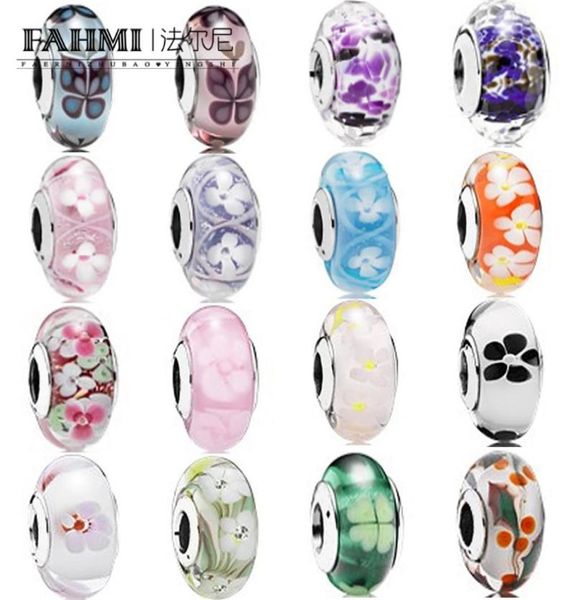 

fahmi 100 925 sterling silver charm tropical flower orange murano glass slide charm bead nwot pink glass cherry blossom charm3130358, Black