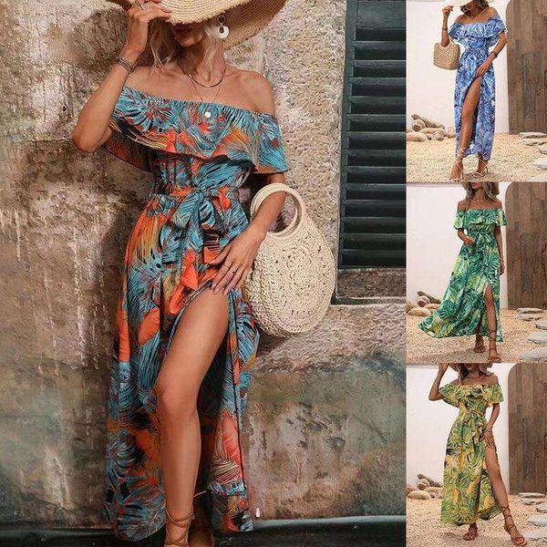 

summer off neck ruffled tied waist dress for women, Black;gray