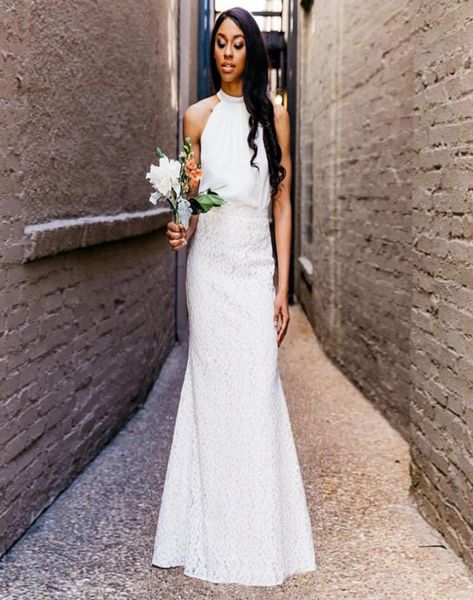 

elegant lace mermaid wedding skirts floor length custom made bridesmaid skirts african wedding party dresses white pink gray9852729