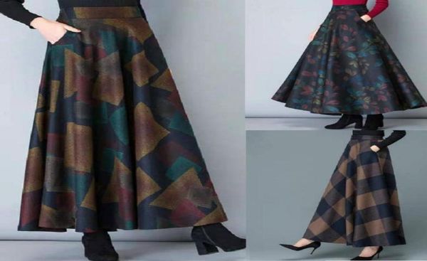 

skirt wool plaid aline plus size women039s fall winter skirts3196639, Black