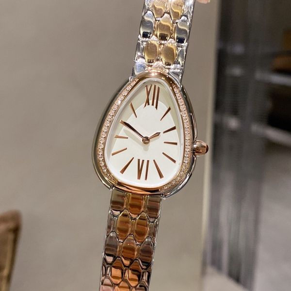 

luxury lady bracelet women watch gold snake wristwatches brand diamond stainless steel band womens watches for ladies christmas valentine&#0, Slivery;golden