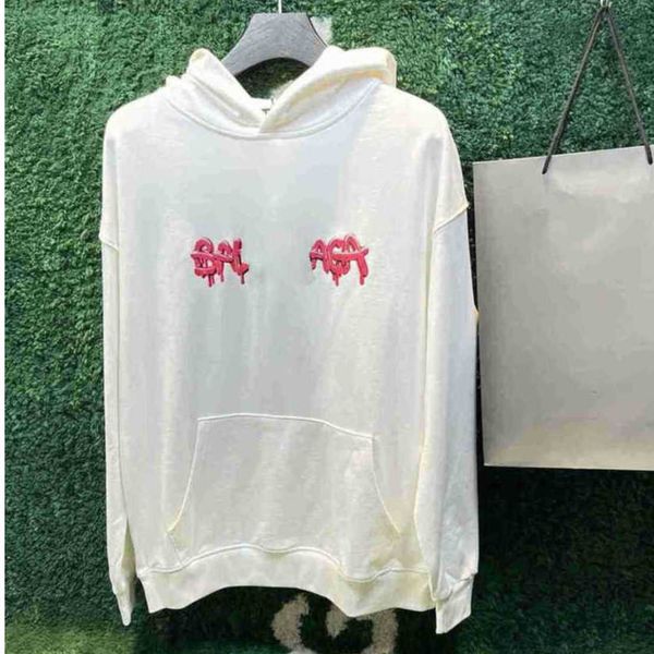 

designer autumn winter balencigas hoodie classic trendy brand ears of wheat lettering print solid color loose 2023, Black