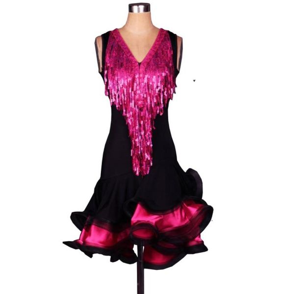 

latin dance dress fringe women stage wear samba prom dress salsa dance competition dresses tango ballroom d0528 customize4694247, Black;red