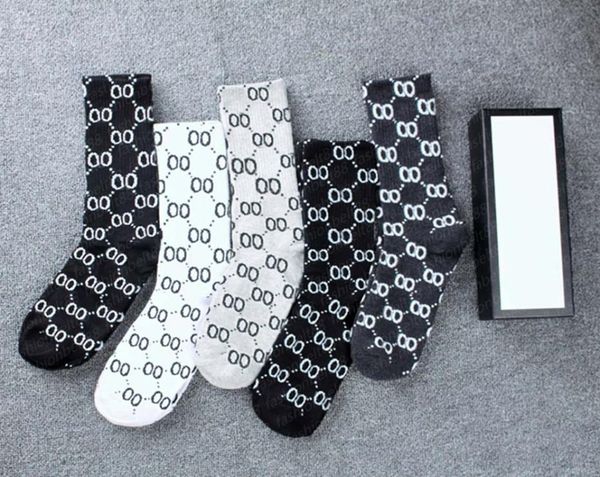 

designer mens womens socks five pair luxe sports winter mesh letter printed sock embroidery cotton man with box aaa2676581, Black