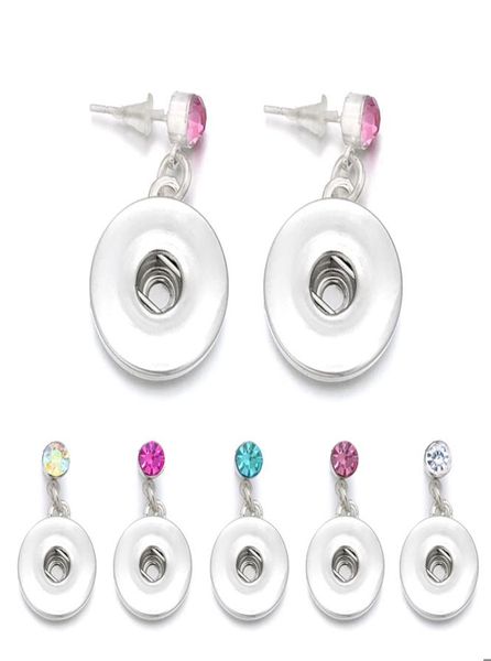 

fashion interchangeable crystal 033 stud earring fit 12mm 18mm snap button earring for women gfit charm jewelry9842132, Silver