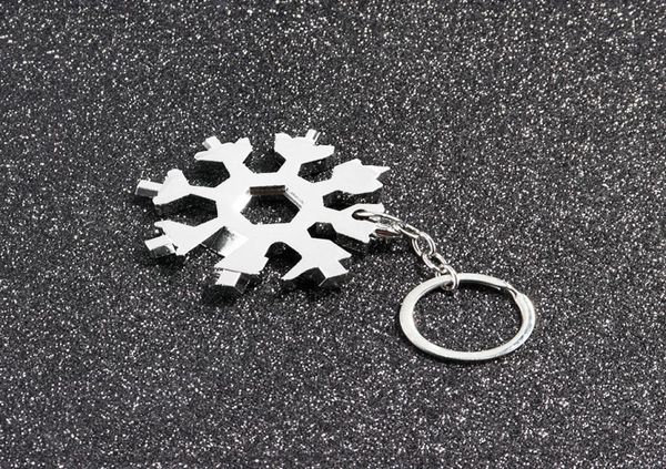 

18 in 1 snowflake multi pocket tool keychain spanner hex wrench multifunction screwdriver multipurpose camp survive outdoor hike1997997, Slivery;golden