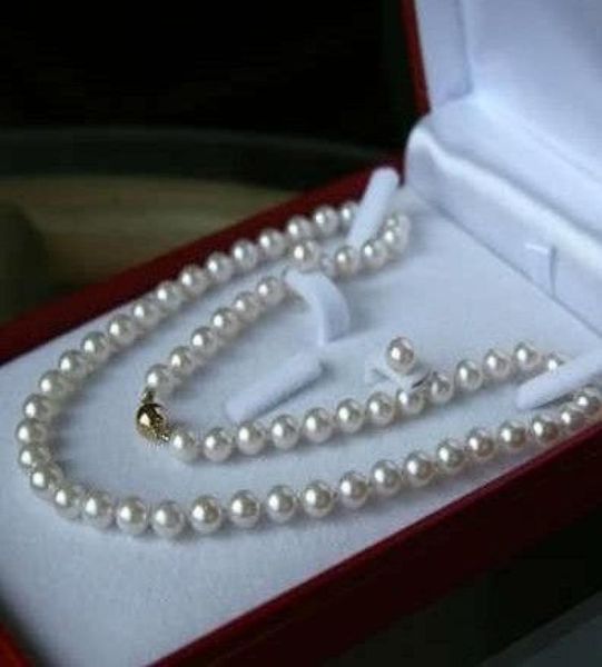 

pearl jewelry 78mm white akoya cultured pearl necklace 18quot earring set4126543, Silver