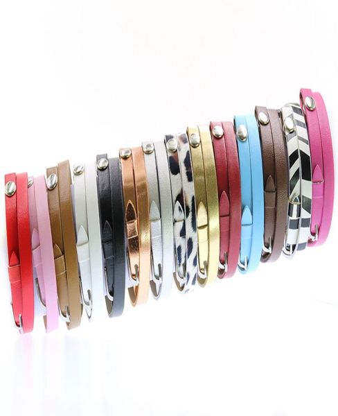 

new 14 colors 10pcs pu leather 8mm wide 9cm 32cm length wristband fit for perfume aroma diffuser locket bracelet floating locket6480909, Golden;silver