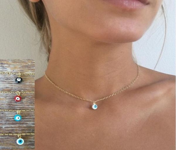 

fashion mini evil eye necklace waterdrop pendant necklaces gold silver plated chain women girl fashion fine jewelry5783262