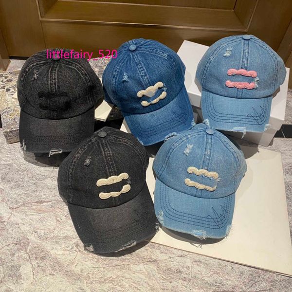 

ball caps 23ss 5color summer denim material designer ball cap couple's same holiday hole metal letter embroidery casquette, Blue;gray