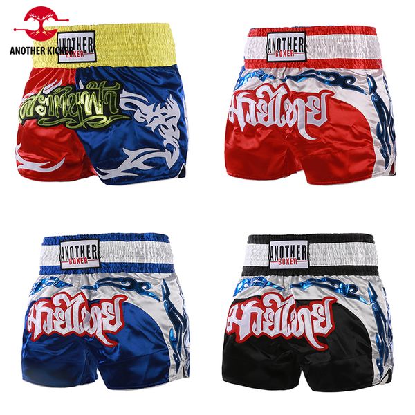 

men's shorts short kickboxing satin polyester muay thai shorts fighting kick boxing pants men women children combat grappling mma cloth, White;black