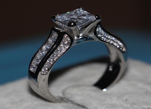 

choucong jewelry women princess cut 2ct diamond 14kt white gold filled engagement wedding band ring sz 5111906338, Slivery;golden