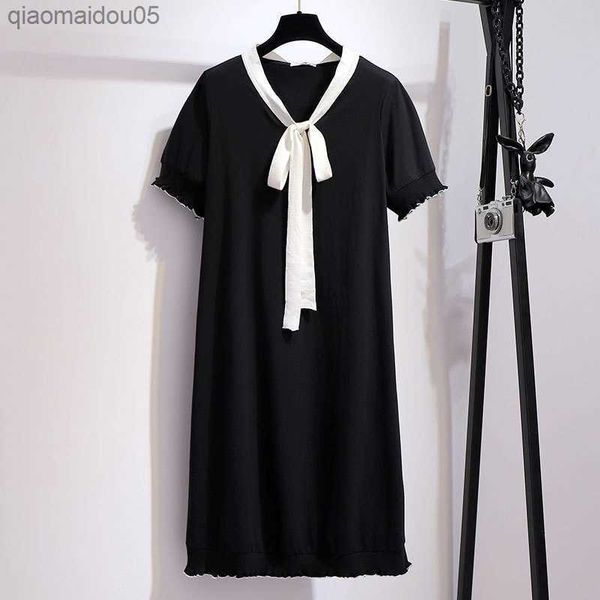 

slim bow tie wooden ear edge dress small black skirt covering the stomach black l230712, White