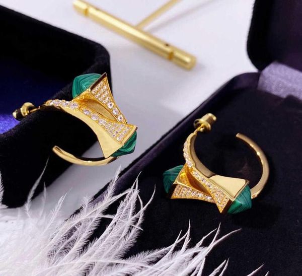 

2022 brand pure 925 sterling silver earrings full diamond gold tower stud earrings luxury quality colorful stone2920405, Golden