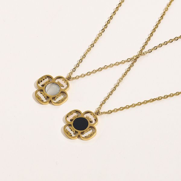 

designer 18k gold plated letter pendant necklace chain luxury design camellia choker brand necklaces for women wedding party gifts jewelry, Silver