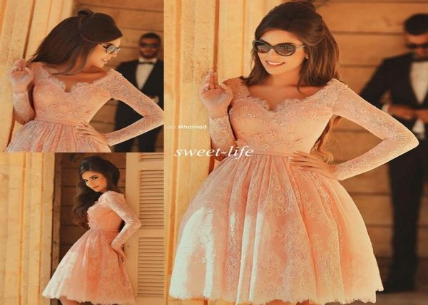 

2019 short homecoming dresses lace with long sleeves aline knee length beads party gowns kids 8th graduation prom dress6021024, Blue;pink