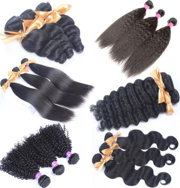 

deep curly raw virgin indian brazilian peruvian malaysian loose body wave bundles unprocessed human hair weaves kinky straight ext7552811, Black