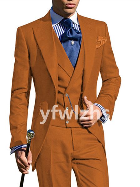 

customize tuxedo one button handsome peak lapel groom tuxedos men suits wedding/prom/dinner man blazer jacket ptwo buttonsants tie vest w126, Black;gray