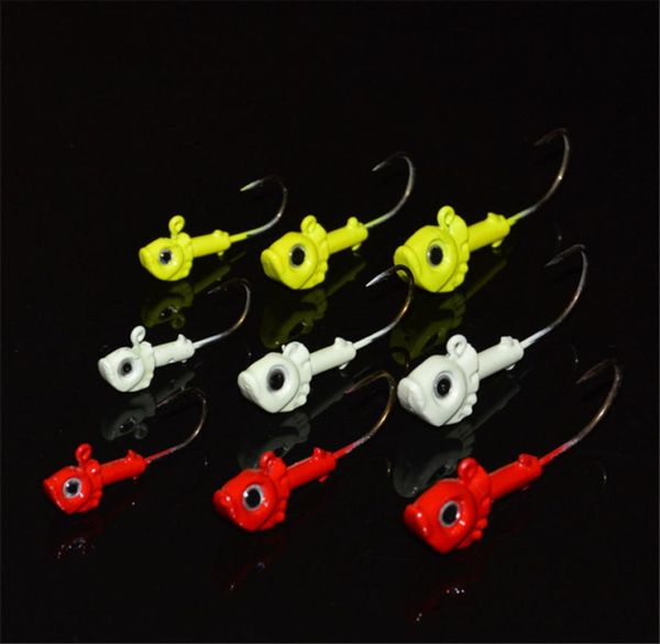 

new stainless steel jigs lead 3d eyes fish head barbed fishhooks soft worms grub fishing hooks 35g 7g 10g single hook3189359