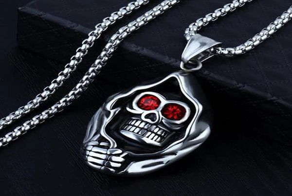 

gothic red eye skull pendant necklace for men012345674584240, Silver