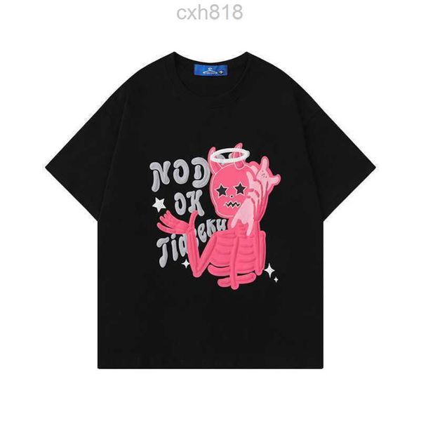 

designer american high street design sense skull print short sleeve t-shirt for men and women summer ins street fashion brand loose couple t, White;black