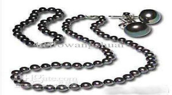 

black pearl silver bracelet earrings necklace set gift pearl jewelry sets2394465