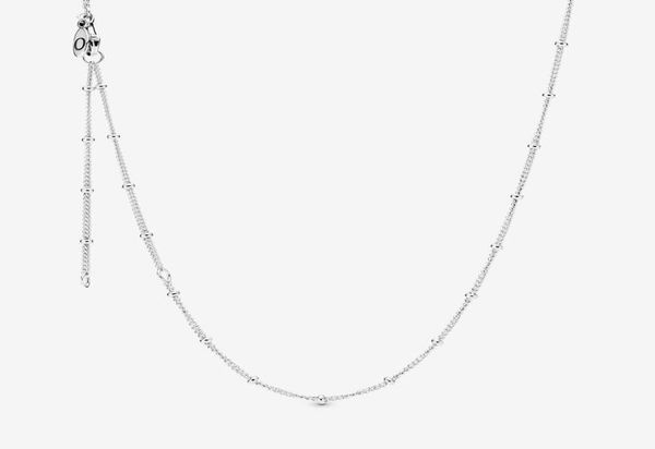 

100 925 sterling silver adjustable beaded chain necklace fit european pendants and charms fashion women wedding engagement jewelr4754493