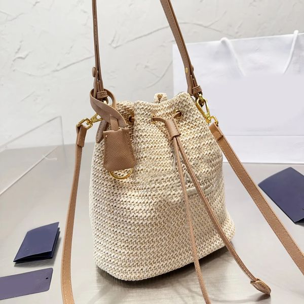 

bucket straw bags designer brand bag totes luxury cross body handbag fashion shoulder bag women letter purse phone wallet string plain messe