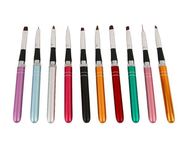 

10 pcs set multi professional kolinsky hair acrylic nail brush set painting liner pen for uv gel polish manicure nail art tools3015447, Yellow