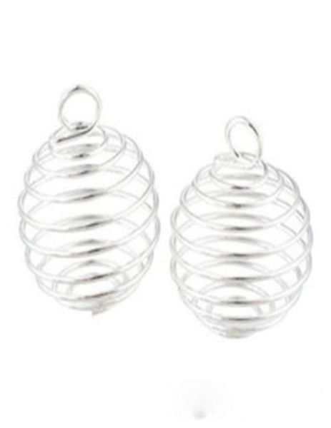 

100pcslot silver plated spiral bead cages charms pendants findings 9x13mm jewelrymaking diy1950872, Bronze;silver