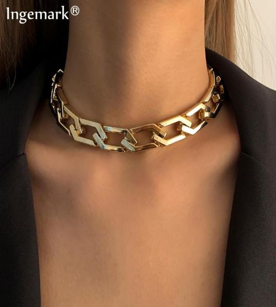 

chains acrylic chain necklace bohemian summer u link choker pendant for women chunky thick cuban curb jewelry gift 20219665155, Silver