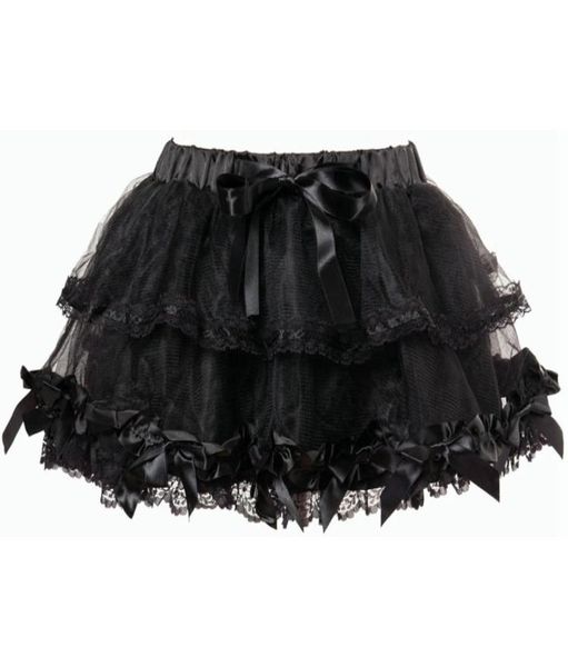 

halloween christmas lolita lace mesh two layered mini dancing tu tu skirt with bow details women tulle skit white black red purple5051328