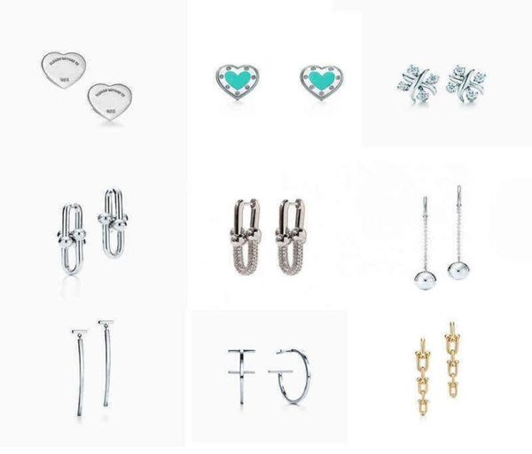

s925 sterling silver hardwear series classic clasp earrings simple temperament anti allergy versatile earrings aa2203156049861, Golden;silver