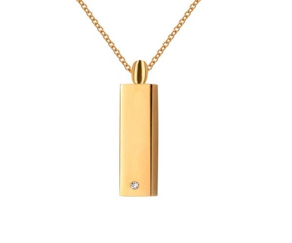 

cremation jewelry urn necklace bar smooth rectangle crystal memorial keepsake ashes holder pendant funnel for ash3918259, Silver