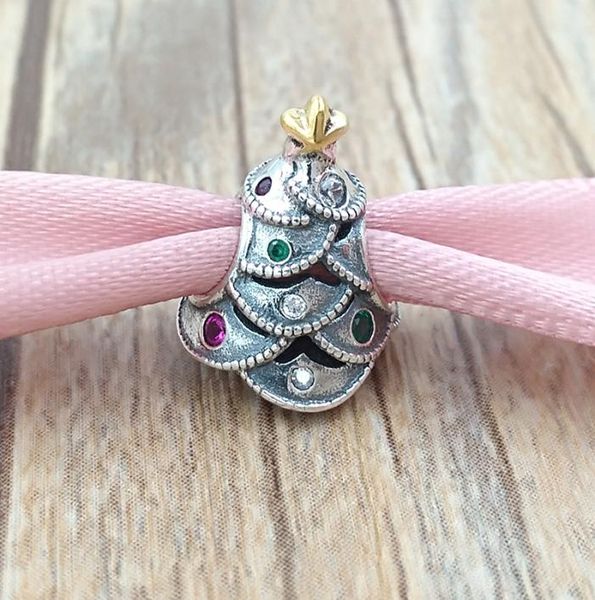 

andy jewel christmas gold plated 925 sterling silver beads festive tree charm fits european style jewelry bracelets & necklace 791999czrmx27, Black