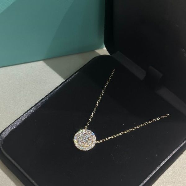 

2023 lovely cute pendant necklaces long gold thin stainless steel chain diamonds crystal rings design women necklace with dust bag and box, Silver